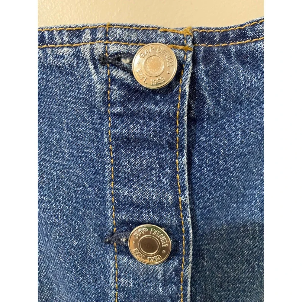 GAP Kids Denim Button Front Dress XL Blue Jean Sleeveless‎ Bibbed Pinafore Dress